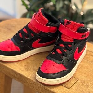 Nike Kids Black and Red High-Top Sneakers